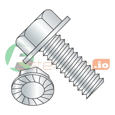 8-32 x 1/4" Machine Screws/Unslotted/Hex Washer Head/Steel/Zinc/Serrated/Serrations Under Head (Carton: 10,000 pcs)